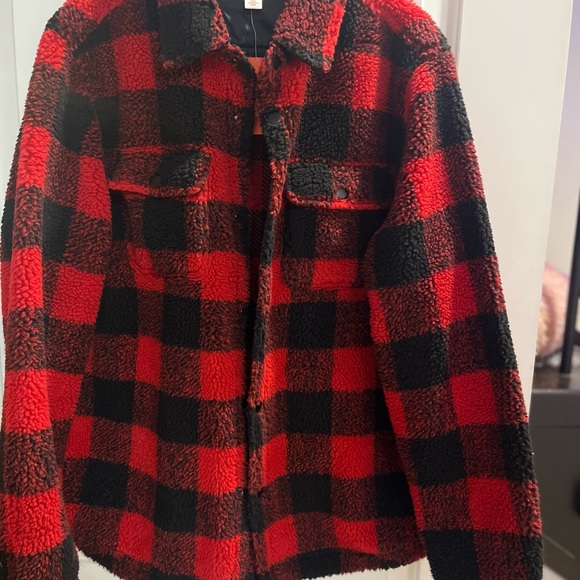 Joe Fresh Red and Black Sherpa Jacket - Picture 2 of 3